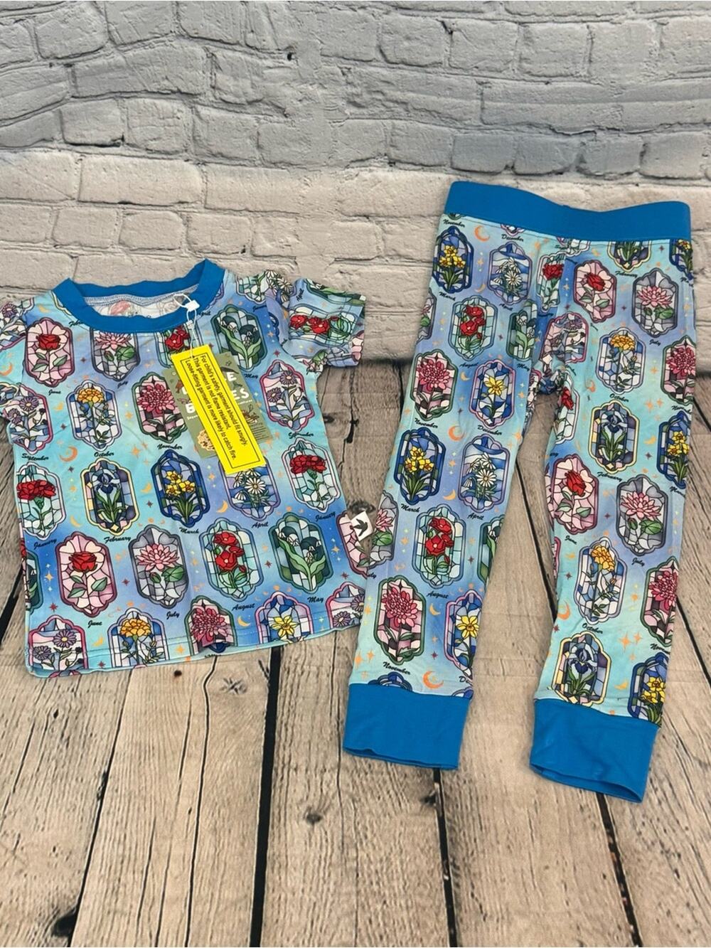 Little Bird Bamboo Birth Flowers Short Sleeve Bamboo Pajama Set